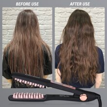 Miss ENZO 2合1瓷質直發器和捲髮器,適合盤鬢髮,可調節溫度,自動關機,持久的熱防護,適用於粗硬和捲曲的頭髮熱梳 - 黑色 - 查看 4