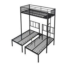 OSQI Triple Twin Bunk Bed, Can Be Separated Into 3 Twin Beds - 黑色 - 查看 1