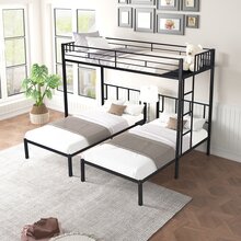OSQI Triple Twin Bunk Bed, Can Be Separated Into 3 Twin Beds - 黑色 - 查看 2