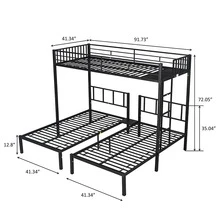 OSQI Triple Twin Bunk Bed, Can Be Separated Into 3 Twin Beds - 黑色 - 查看 3