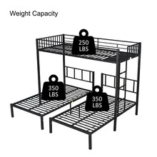 OSQI Triple Twin Bunk Bed, Can Be Separated Into 3 Twin Beds - 黑色 - 查看 5