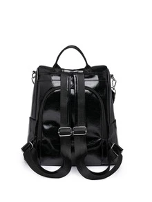 防水輕便防盜女士復古背包多功能大容量背包適合女士、菜鳥和白領通勤旅行 - 黑色 - 查看 5