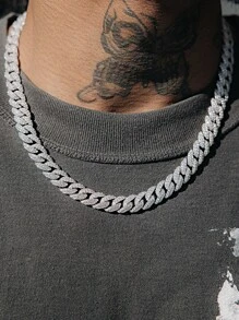 1pc Sparkle 8mm Zirconia Necklace For Men s925 Sterling Silver Hip Hop Style Fine Jewelry Gift - Silver - View 8