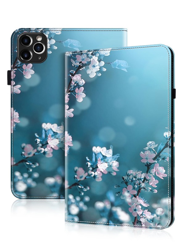 GLANDOTU Tablet Hülle kompatibel mit Samsung iPad Tablet PU Leder Multi Angle Stand Folio Case, Pflaumenblüte
