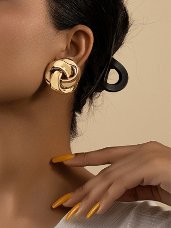 1雙時髦&個性化鈕扣型金屬耳釘