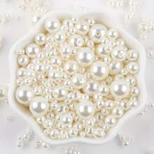 4/6/8/10/12/16/18/20mm Beige Faux Pearl Beads ABS Loose Round Beads Jewelry Craft Making White Beige DIY Clothing Beads Supplies Sewing Accessories Earring Bracelet Necklace Key Chains Vase Fillers Home Decoration