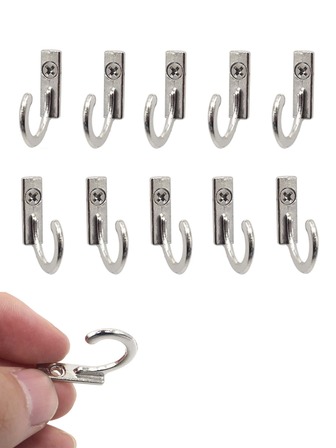 1套/10入組掛壁式單叉鉤,復古方形衣架,鑰匙帽毛巾金屬鉤帶洞