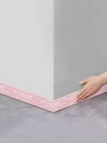 1 Roll 2.3m/90.6inch 3D Flower Leaves Vine Pattern Relief Romantic Special Design Skirting Line Sticker, XPE Foam Material Self-Adhesive Crash-Proof Wall Sticker, Minimalist Modern Style Home Decor, Renovation Skirting Line Home Improvement Material For Protecting Wall Edges, Various Colors And Sizes Are Available, Easy To Clean, Stickers, Wall Decal, Vinyl Decal For Home Decorations, Spring Decoration Items Refresh Your Home, Rama Decoration Stickers Gifts Birthday Graduation - Pink - View 1