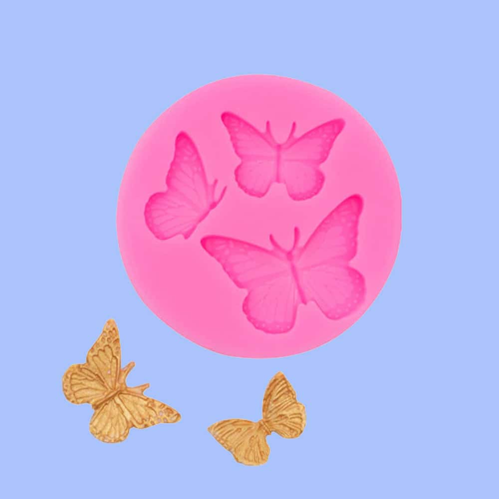 1入組可愛蝴蝶造型矽膠軟糖模具,DIY蛋糕烘焙工具,粉色的系列矽膠模具 - 粉色 - 查看 1