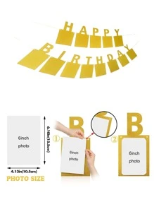 1 套生日快乐照片横幅，适用于成人生日派对装饰，年度里程碑金色生日快乐横幅（金色）