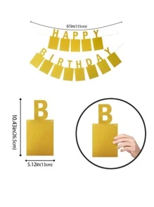 1 套生日快乐照片横幅，适用于成人生日派对装饰，年度里程碑金色生日快乐横幅（金色）