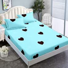 1 Pieza Colcha Celeste De Tamaño Individual Con Diseño De Corazones - Azul - Ver 3