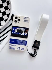 Letter Graphic Phone Case With Lanyard Compatible With iPhone15/15Plus/15Pro/15Promax - Multicolor - View 1