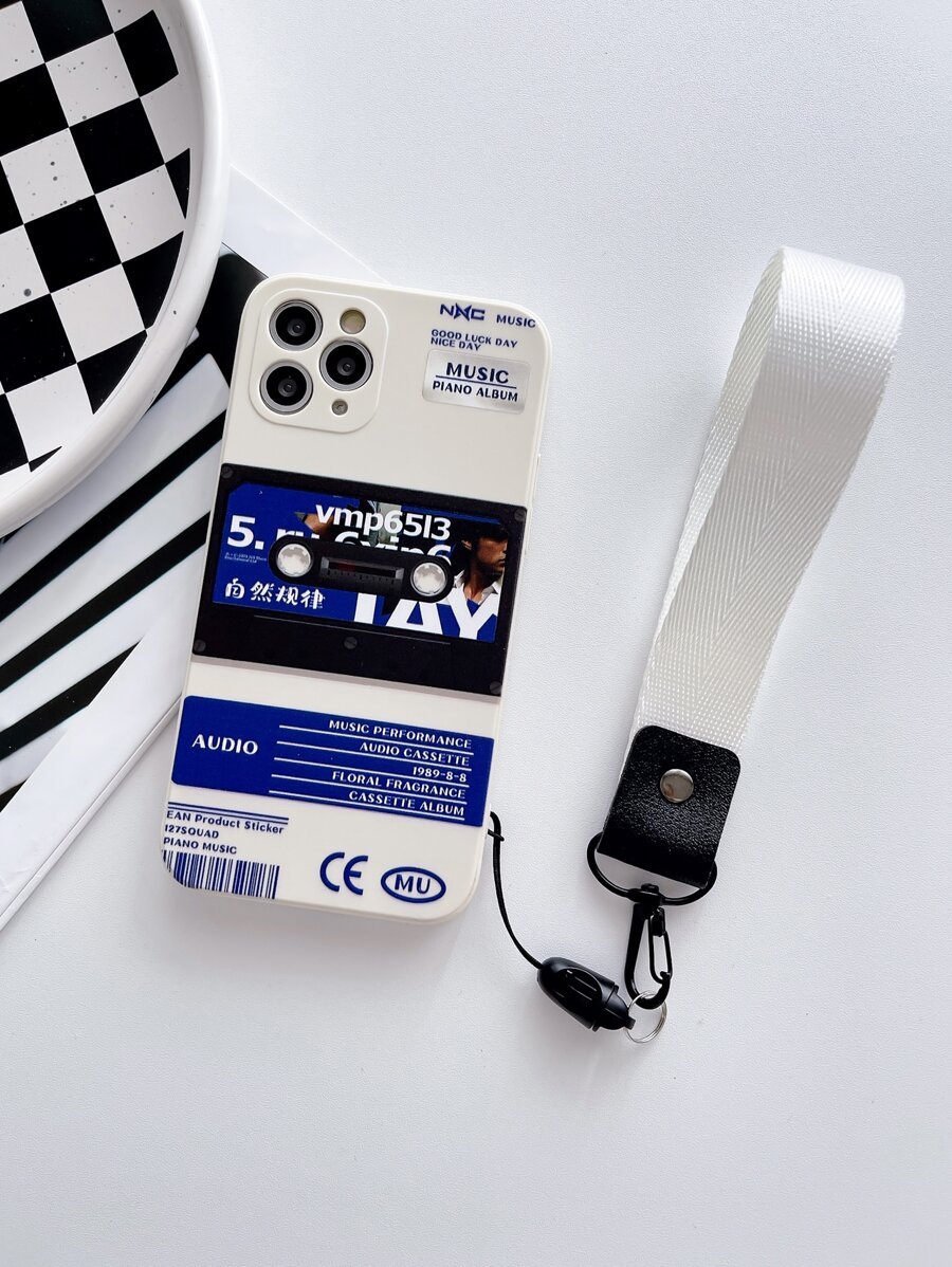 Letter Graphic Phone Case With Lanyard Compatible With iPhone15/15Plus/15Pro/15Promax - Multicolor - View 1