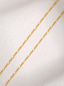 1入組時尚925純銀鏈條樣式項鍊合適的適合女士 - 金色 - 查看 3