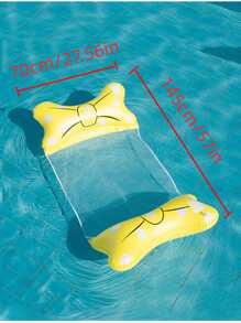 Water Floating Bed With Net Lounge Chair Water Park Foldable Netting Hammock Floating Raft Bow Knot Inflatable Hanging Bed Swimming Pool Backrest Adult Inflatable Floating Bed Water Float - Yellow - View 3