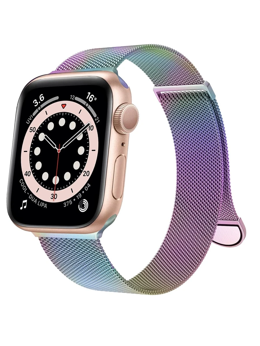 1入組漸變米蘭磁鐵不鏽鋼網環環扣替換兼容蘋果手錶帶系列Ultra Se 9 8 7 6 5 4 3 2 1 38mm 40mm 41mm 42mm 44mm 45mm 49mm女士和男士手錶帶 - 漸層 - 查看 1