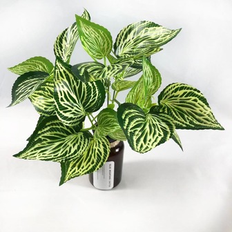 1bundle Artificial Wall Hedge Plant Leaf With Adhesive Backing, 5 Heads