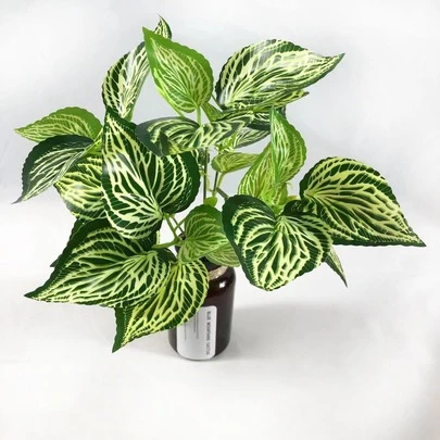 1 haz Adhesivo artificial muro planta hoja con , 5 cabezas