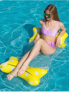Water Floating Bed With Net Lounge Chair Water Park Foldable Netting Hammock Floating Raft Bow Knot Inflatable Hanging Bed Swimming Pool Backrest Adult Inflatable Floating Bed Water Float - Yellow - View 2