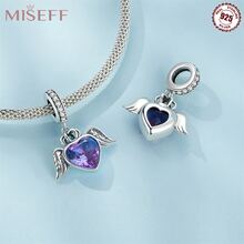MISEFF 2023新款1入組925純銀心形翅膀珠子,心鎖珠子吊墜女性精細的首飾類珠子適用於手環項鍊DIY製作 - 銀色 - 查看 6