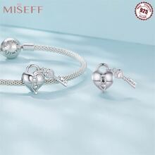MISEFF 2023新款1入組925純銀心形翅膀珠子,心鎖珠子吊墜女性精細的首飾類珠子適用於手環項鍊DIY製作 - 銀色 - 查看 7