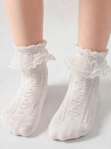 1 双女童白色蕾丝柔软甜美公主舞蹈女童袜子生日节日一个月一岁 - 白色 - 查看 1