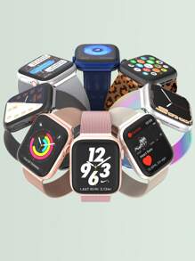 Starry Milanese不鏽鋼網狀環兼容蘋果手錶系列Ultra SE 8 7 6 5 4 3 2 1 38mm 40mm 41mm 42mm 44mm 45mm 49mm 女性和男性磁扣替換手錶帶 - 杏色 - 查看 4