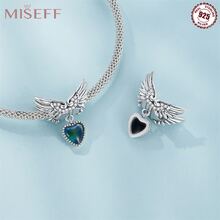 MISEFF 2023新款1入組925純銀心形翅膀珠子,心鎖珠子吊墜女性精細的首飾類珠子適用於手環項鍊DIY製作 - 銀色 - 查看 9