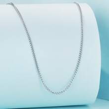 WOSTU 1入組真實925純銀流行精細的側方形鏈條基本款項鍊可調節項鍊適合女士 - 銀色 - 查看 2