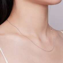 WOSTU 1入組真實925純銀流行精細的側方形鏈條基本款項鍊可調節項鍊適合女士 - 銀色 - 查看 3