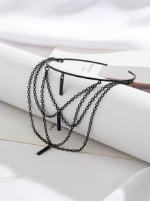 1pc Geometric Metallic Bar & Tassel Decor Fashion Arm Chain For Women, Perfect Gift For Friends - Black - View 3