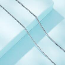 WOSTU 1入組真實925純銀流行精細的側方形鏈條基本款項鍊可調節項鍊適合女士 - 銀色 - 查看 1