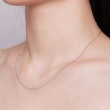 WOSTU 1入組真實925純銀流行精細的側方形鏈條基本款項鍊可調節項鍊適合女士 - 銀色 - 查看 4