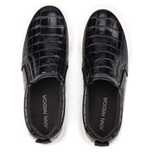 JENN ARDOR Women's Fashion Sneakers Low Top Slip On Canvas Shoes Comfortable Walking Flats Casual Cute Loafers - 黑2 - 查看 3