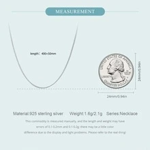 WOSTU 1入組真實925純銀流行精細的側方形鏈條基本款項鍊可調節項鍊適合女士 - 銀色 - 查看 10
