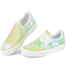 JENN ARDOR Women's Fashion Sneakers Low Top Slip On Canvas Shoes Comfortable Walking Flats Casual Cute Loafers - 花綠 - 查看 4