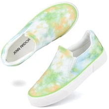 JENN ARDOR Women's Fashion Sneakers Low Top Slip On Canvas Shoes Comfortable Walking Flats Casual Cute Loafers - 花綠 - 查看 5