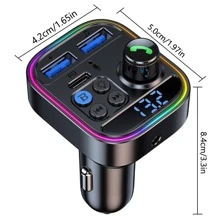 Car Fm Transmitter Aux Audio Mp3 Player Type C Pd 30w Dual Usb Fast Charging Car Charger Hands-free Wireless Car Kit - Black - View 2