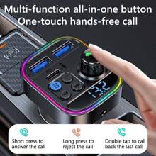 Car Fm Transmitter Aux Audio Mp3 Player Type C Pd 30w Dual Usb Fast Charging Car Charger Hands-free Wireless Car Kit - Black - View 5