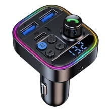 Car Fm Transmitter Aux Audio Mp3 Player Type C Pd 30w Dual Usb Fast Charging Car Charger Hands-free Wireless Car Kit - Black - View 1
