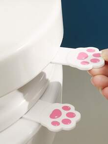 1pc Cartoon Cat Claw Toilet Handle, Cat Claw Lid Lifter, Plastic Portable Flip Lid Lifter - White - View 1