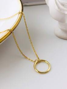 1入組時尚925 銀圓形吊墜項鍊合適的適合女士