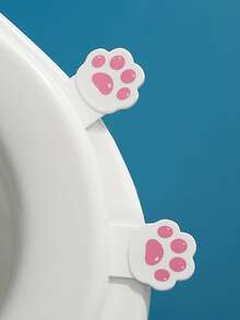1pc Cartoon Cat Claw Toilet Handle, Cat Claw Lid Lifter, Plastic Portable Flip Lid Lifter - White - View 2
