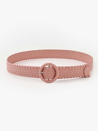 1入組簡約風格糖果色粉色兒童腰帶，帶圓扣，兒童禮物