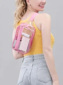 Clear Fanny Pack for Women Men, Stadium Approved Waist Pack with Adjustable Strap,Fashion Belt Bag for Festival, Games,Travel and Concerts - Pink - View 4