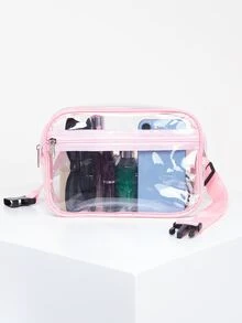 Clear Fanny Pack for Women Men, Stadium Approved Waist Pack with Adjustable Strap,Fashion Belt Bag for Festival, Games,Travel and Concerts - Pink - View 6