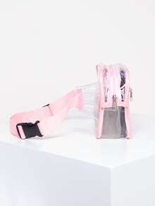 Clear Fanny Pack for Women Men, Stadium Approved Waist Pack with Adjustable Strap,Fashion Belt Bag for Festival, Games,Travel and Concerts - Pink - View 8