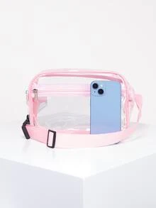 Clear Fanny Pack for Women Men, Stadium Approved Waist Pack with Adjustable Strap,Fashion Belt Bag for Festival, Games,Travel and Concerts - Pink - View 10