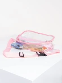 Clear Fanny Pack for Women Men, Stadium Approved Waist Pack with Adjustable Strap,Fashion Belt Bag for Festival, Games,Travel and Concerts - Pink - View 9